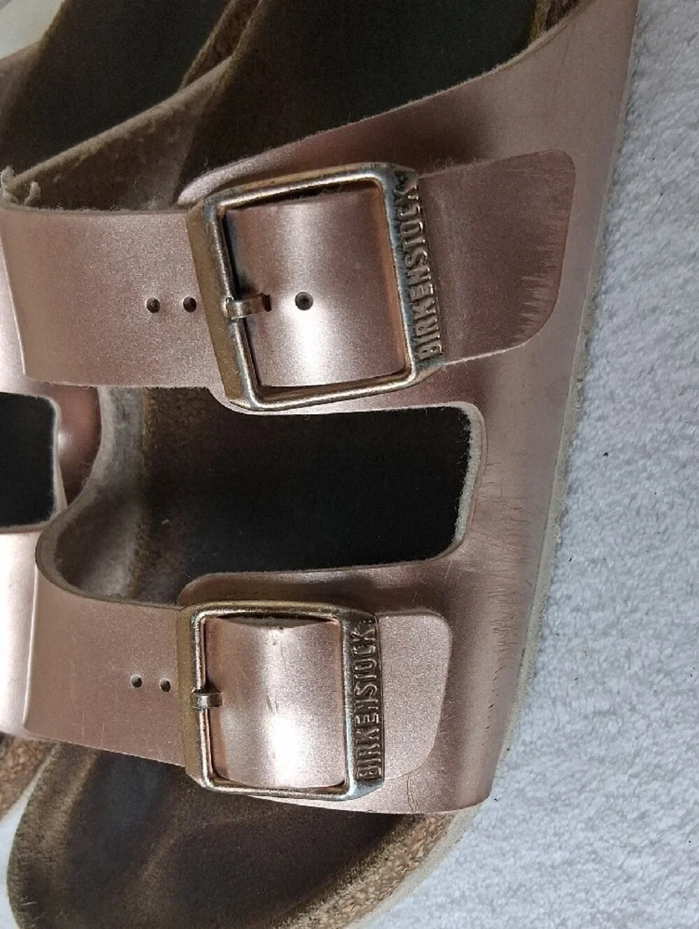 Birkenstock Kids Metallic Rose Gold Double-Strap Sandals